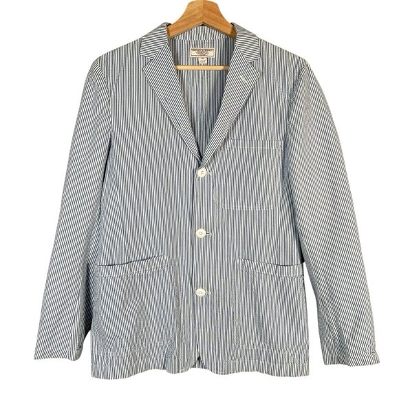 J. Crew x Wallace & Barnes Seersucker Blazer Men’s 36S Blue White Striped Jacket